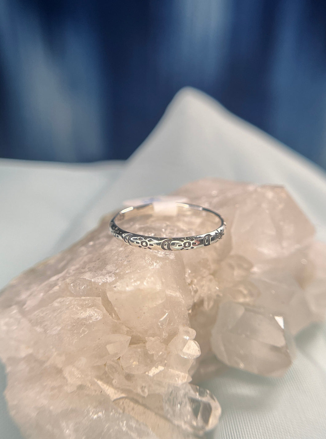 Moon & Sun Mini Band Silver Ring