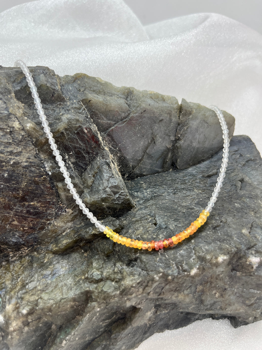 Yellow Sapphire & White Topaz Beaded Necklace