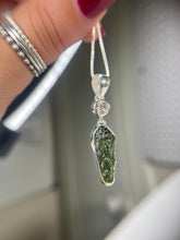 Load image into Gallery viewer, Moldavite &amp; Herkimer Diamond pendant
