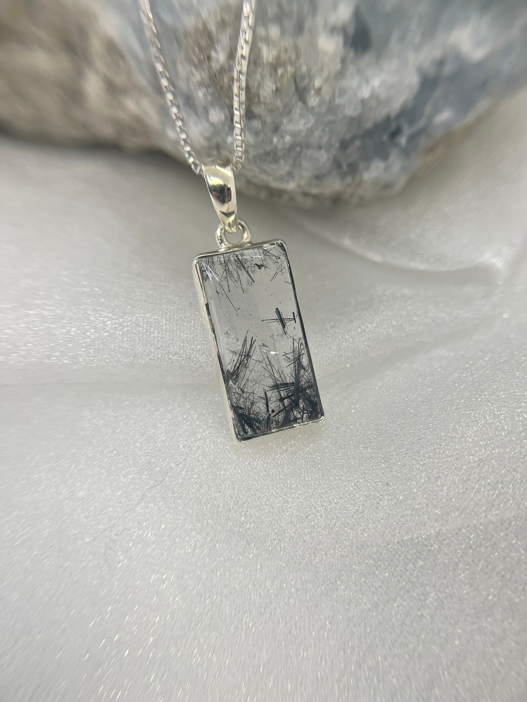 Black Tourmaline in Quartz pendant