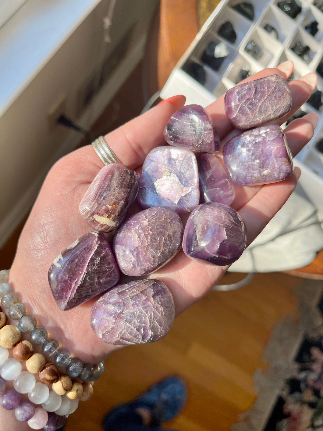 Gem Lepidolite tumble stone