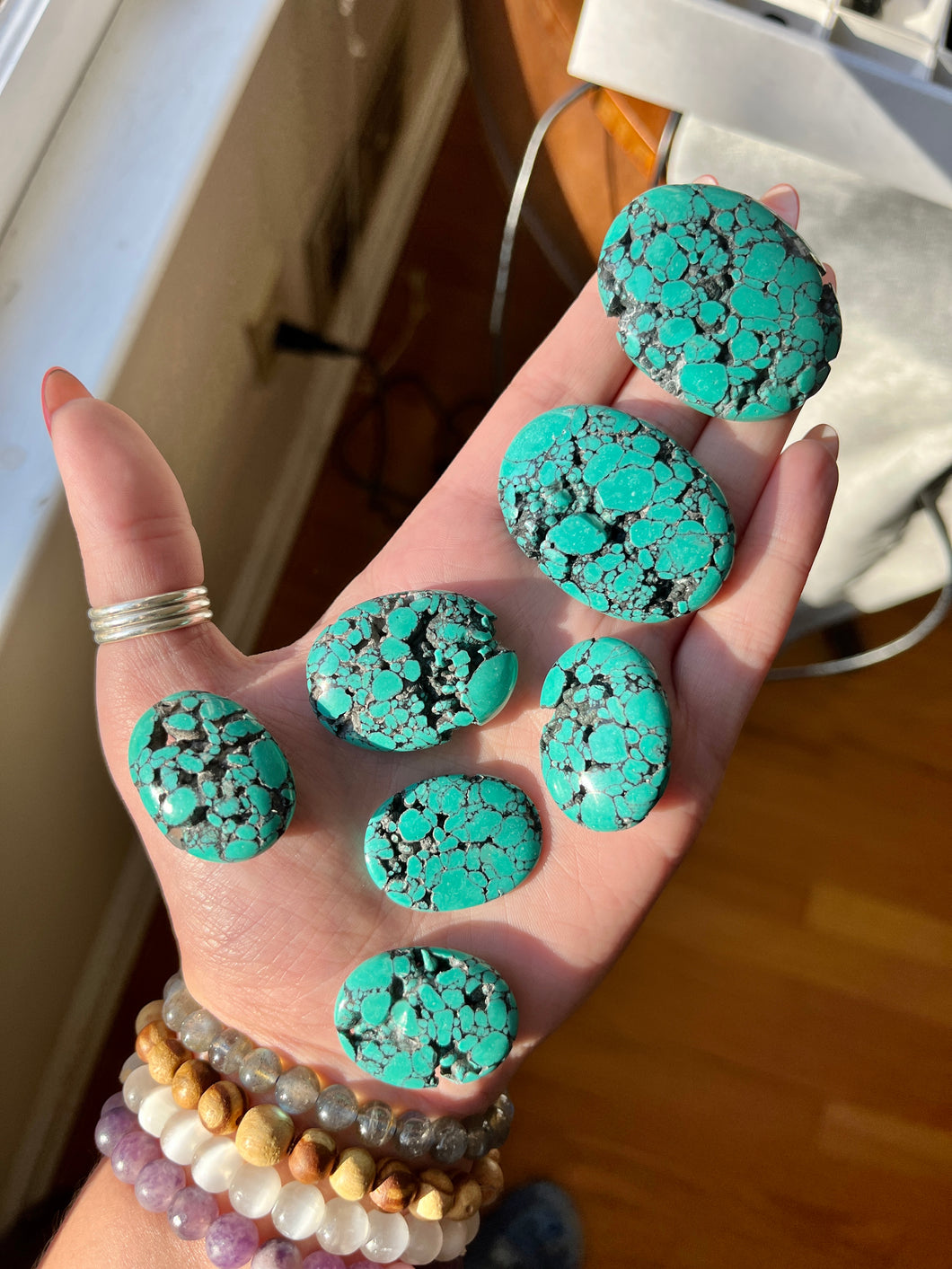 Turquoise palm stone